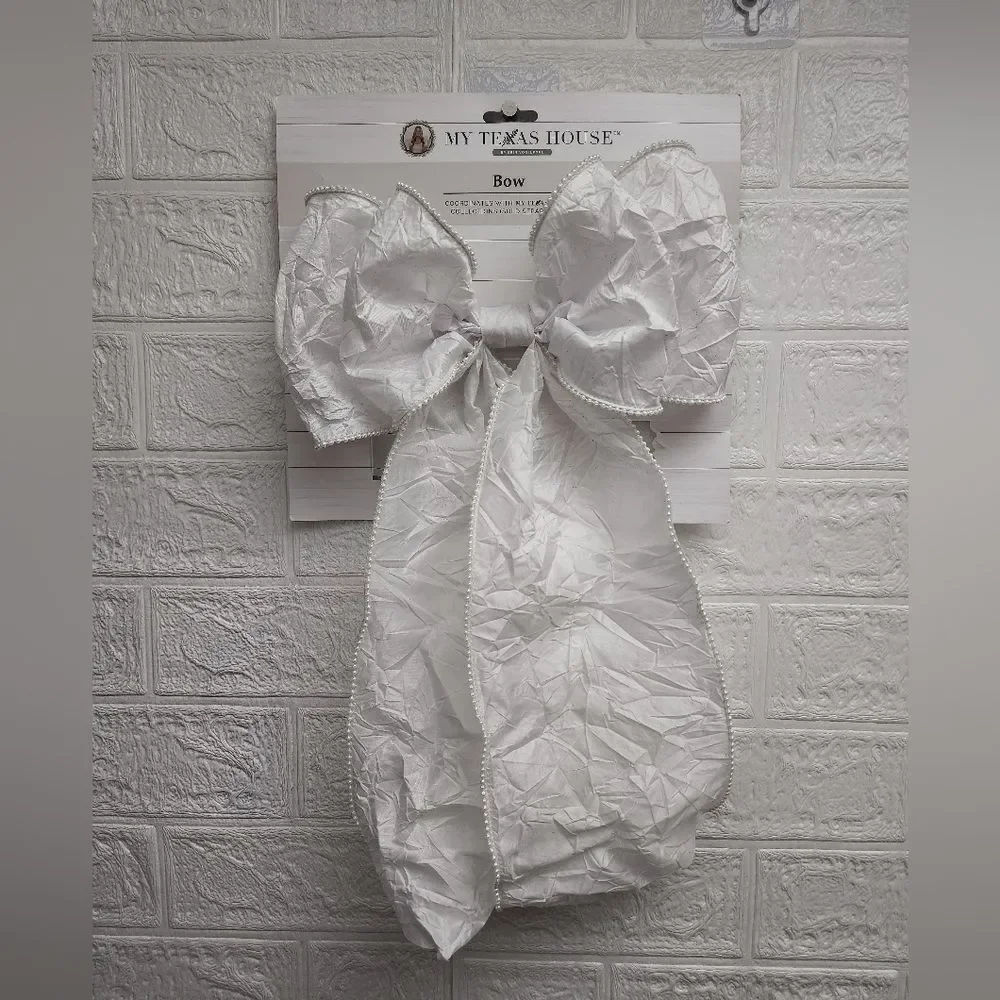 White Crepe Pearl Decorative Bow , 20